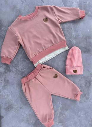 Дитячий теплий костюм двійка штани кофта утеплені плюшем