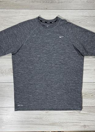 Спортивная футболка найк nike swim dri-fit меланж рашгард серый, l (факт xl), оригинал