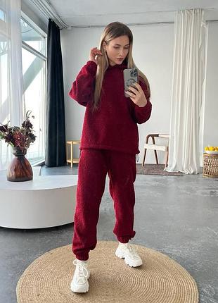 Теплий стильний жіночий брючний костюм