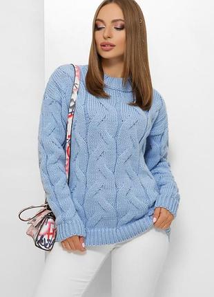 Свитер женский вязаный голубой