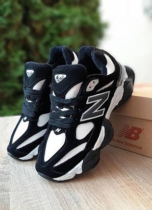 Жіночі якісні та стильні кросівки new balance 9060 чорні з білим