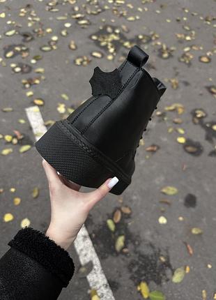 Жіночі шкіряні чорні зимові черевики натуральна шкіра чоботи ботинки застібка