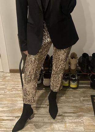 Брюки в пайетках zara 3