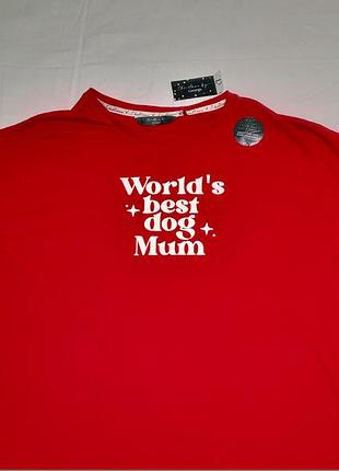 Футболка стильный женский хлопок - christmas by george - world `s best dog mum - 3xl