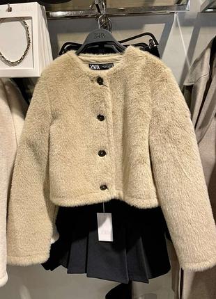 Трендова куртка/шубка/дублянка/еко шуба zara в стилі old money з нової колекції.