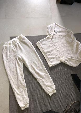 Тепла флісова плюшева піжама костюм тёплая флисовая плюшевая пижама домашний набор