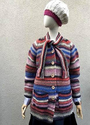Винтаж, шерсть 100%,кардиган заключен в полоску