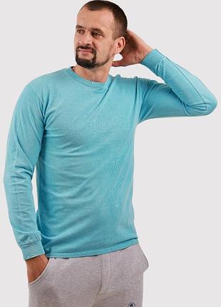 Голубой демисезонный кэжуал лонгслив blue 84 однотонный