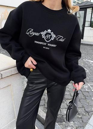 Стильный теплый оверсайз свитшот на флисе