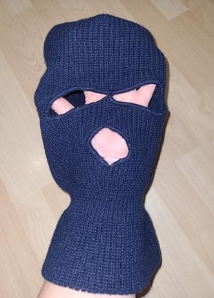 Балаклава темно-синяя теплая двойная