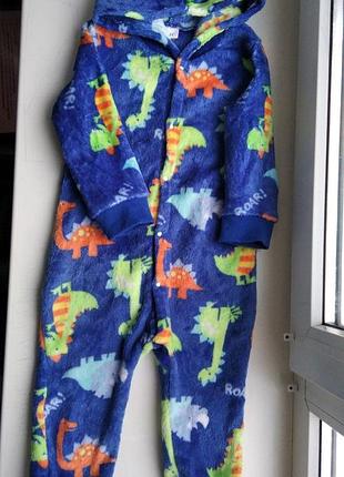 Куругуми пижама человечик флис 2-3 года 92-98 см динозавр