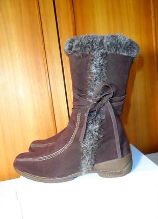 Зимові чоботи натуральні замшеві на низькому ходу р. 38-39 25 см fashion