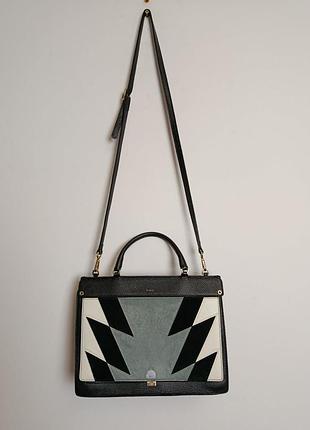 Эксклюзивная сумка-портфель furla, оригинал, кожа + мех пони, made in italy