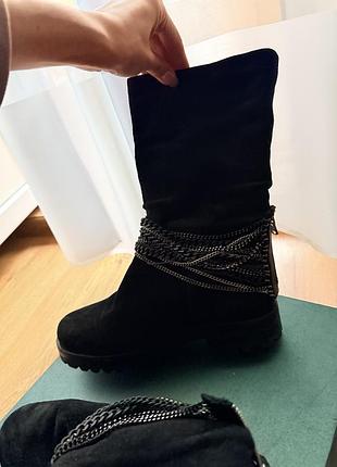 Сапоги замшеві осінні чорні розмір 38 attizzare