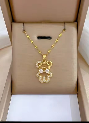 Цепочка из нержавеющей стали с подвеской в виде медведя