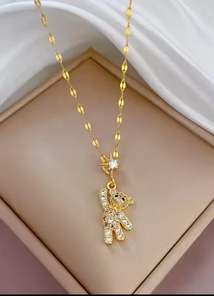 Цепочка из нержавеющей стали с подвеской в виде медведя