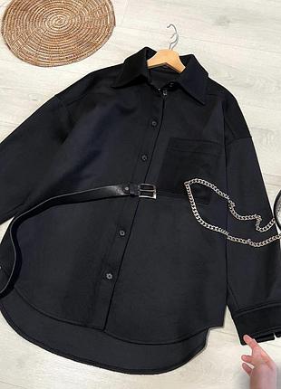 Брендовая верхняя рубашка oversize (90% шерсть, 10% кашемир)