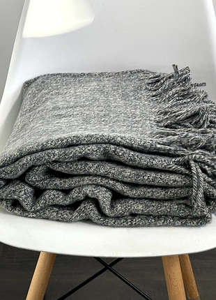 Плед з вовни мериноса 170х200см ярослав диз. 4/1 темно-сірий меланж