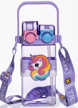Пляшка для води unicorn із подвійним відкриванням 550 мл