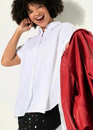 Эффектная белая блуза офисная, легкая комфортная большого размера супер-батал