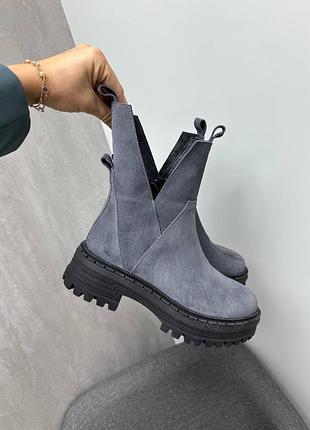 Siri замшеві черевики на масивні підошві демісезон зима колір на вибір