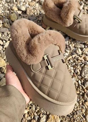 Теплі лофери міні дутики світлий мокко