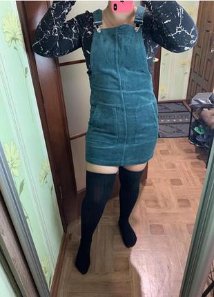 Вельветовый сарафан в рубчик, комбинезон в рубчик