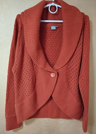 Кардиган sasson , жіночий, молодіжний, великий розмір,теплий ,полуакрил , теракотовий колір , весна, осінь,зима