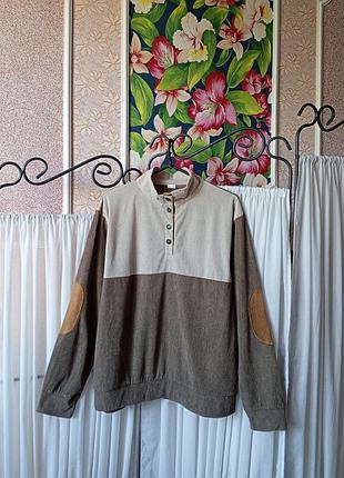 Стильна комбінована кофта з мікровельвету з латками.