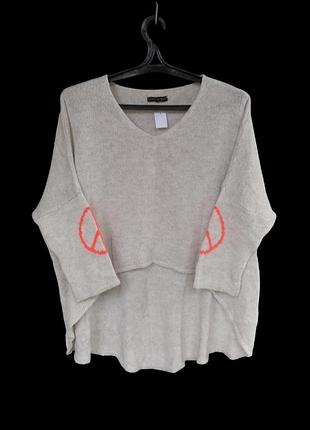 Итальянский ассиметричный свитерок оверсайз , светло-серый