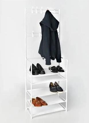 Вішалка для одягу з полицями для взуття підлогова
