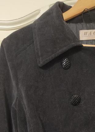 Піджак вельветовий, теплий напівпальто, чорне