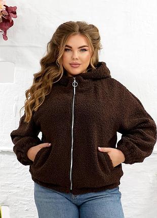 Женская куртка на подкладке мех тедди от 42 до 60 размера
