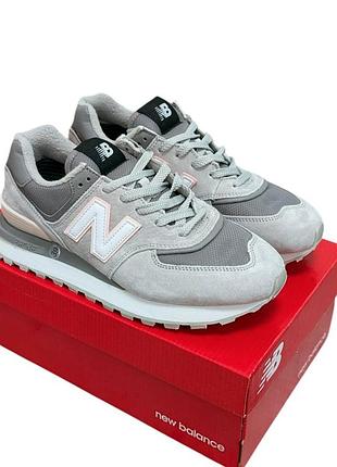 ❄️женские кроссовки new balance 574 legacy серые с розовым (термо)❄️
