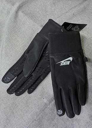 Перчатки найк термо сенсорные, спортивные непромокаемые перчатки, термо перчатки дайвинг на флисе, перчатки для спорта бега велосипеда