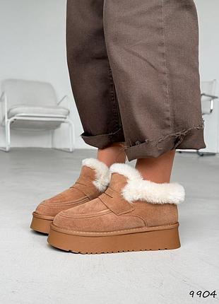 Угги женские кэмел зима / зимние угги цвета кэмел