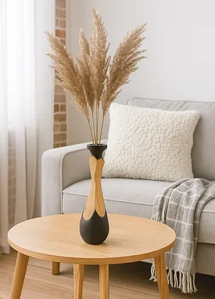 Ваза для сухоцветов из дуба ручной работы, диаметр 15 см, высота 53 см (1844)