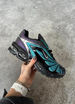 Кроссовки женские / мужские черные зеленые с кожи осенние весенние летние