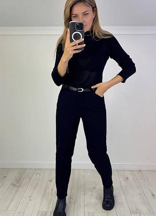 Вельветовые утепленные брюки на флисе с застежкой на пуговицу и молнию