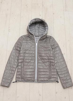 Женская пуховая куртка duvetica серая с капюшоном - гусиный пух, оригинал итальялия