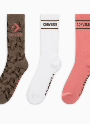 Набор из трех пар женских носков converse color-popped camo crew
