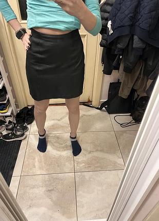 Шкіряна спідниця zara натуральна шкіра s