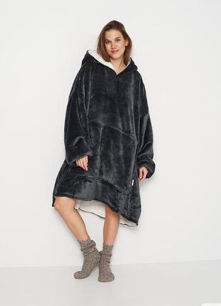 Очень теплая флисовая кофта худи-одеяло овертайм одеяло плед подкладка искусственная шерсть the oodie домашней одежды пижама унисекс