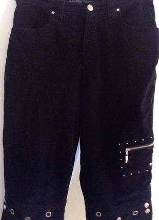 Удобные черные вельветовые капри штаны брюки бриджи размер м/46.6 фото