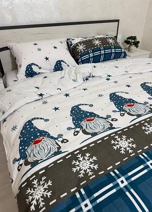 Байка, новогодняя коллекция байкового постельного белья, все размеры