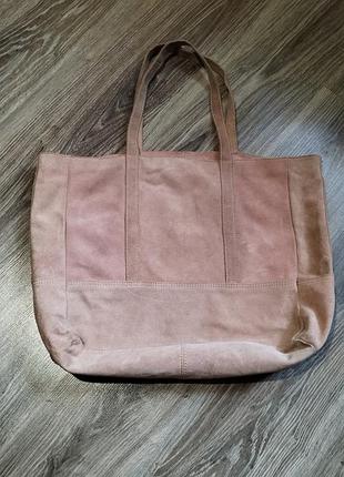 Велика шкіряна сумка шоппер mango