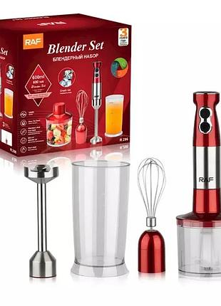 Потужний кухонний блендер 3 в 1 raf r.296 червоний ручний блендер міксер подрібнювач на 1000 вт