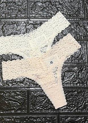 Арт.845 труси жіночі стрінги мереживні 2шт  h&m євро розмір xs.