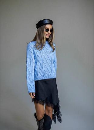 ❗️ 9 кольорів ❗️ жіночий теплий вʼязаний светр вовна акрил блакитний червоний графітовий бежевий молочний чорний