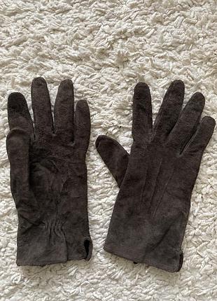 Рукавички замша коричневі